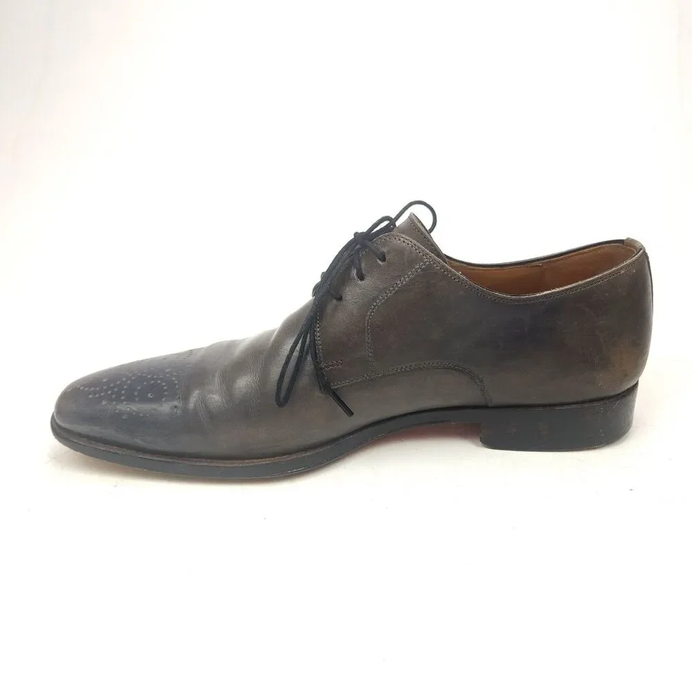 Magnanni Men's Dark Grey Gerardo Leather Brogue Medallion Oxford Shoes Size 7 M